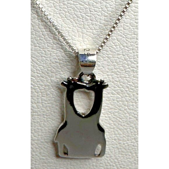 925 Silver Kissing Giraffes Pendant Necklace 14" Box Chain Gift Ready - Picture 4 of 4